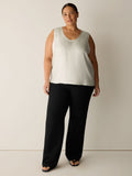 Silk Twill Curved V-Neck Tank