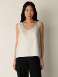 Silk Twill Curved V-Neck Tank