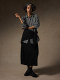 Wool Cotton Check Classic Collar Long Shirt