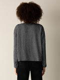 Wool Cotton Check Bateau Neck Top