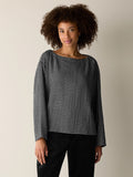 Wool Cotton Check Bateau Neck Top