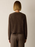 Mohair Plush Mélange Crew Neck Cardigan