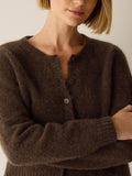 Mohair Plush Mélange Crew Neck Cardigan