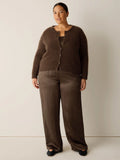 Mohair Plush Mélange Crew Neck Cardigan