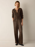 Mohair Plush Mélange Crew Neck Cardigan
