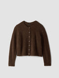 Mohair Plush Mélange Crew Neck Cardigan