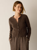 Mohair Plush Mélange Crew Neck Cardigan