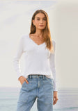 Remi Rib Knit V-Neck w/Lace