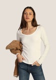Brushed Rib Knit Scoop Neck Tee