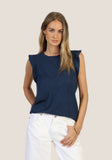 Sleeveless Ruffle Crew