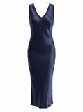 Randi V-Neck Satin Midi Dress
