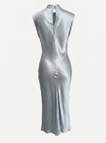 Astra Satin Bias Mock Neck Dress