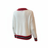 Cashmere Open Mesh Cricket V-Neck Sweater