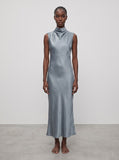 Astra Satin Bias Mock Neck Dress