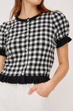 Lora Gingham Elbow Sleeve Top