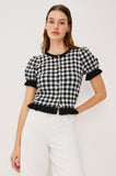 Lora Gingham Elbow Sleeve Top