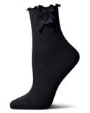 Women's Cotton-Rich Lettuce-Edge Bow-Trimmed Ankle Sock