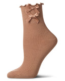 Women's Cotton-Rich Lettuce-Edge Bow-Trimmed Ankle Sock