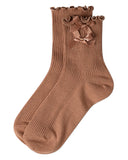 Women's Cotton-Rich Lettuce-Edge Bow-Trimmed Ankle Sock