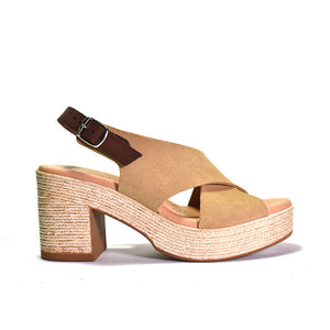 Sling back platform w/low heel