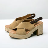 Sling back platform w/low heel