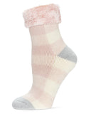 Non-Skid Buffalo Check Plush Sock