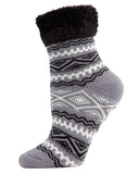 Women's Aztec Fairisle Plush Cabin Socks