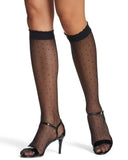 Sheer Dot Ruffled Edge Knee High