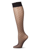 Sheer Dot Ruffled Edge Knee High