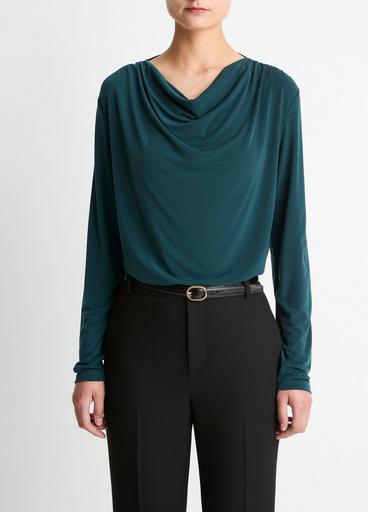 Matte Jersey Cowl-Neck Top