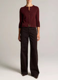 Metal-Button Wool & Cashmere-Blend Cardigan