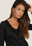 Remi Rib Knit V-Neck w/Lace