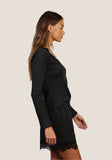 Remi Rib Knit V-Neck w/Lace