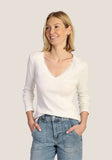 Remi Rib Knit V-Neck w/Lace