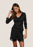Remi Rib Knit V-Neck w/Lace