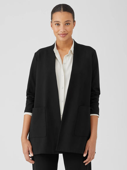 Washable Flex Ponte Stand Collar Jacket w/ Pockets