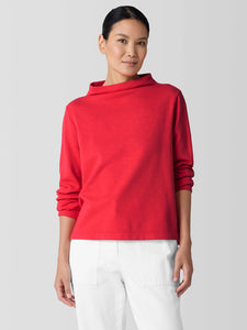 Garment Dyed Terry Funnel Neck Top