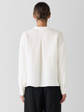 Silk Linen Box Mandarin Collar Top