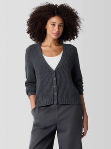 Organic Cotton Fluff V-Neck Cardigan