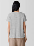 Striped Organic Linen Jersey Crew Neck Long Sleeve Tee