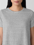 Striped Organic Linen Jersey Crew Neck Long Sleeve Tee