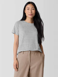 Striped Organic Linen Jersey Crew Neck Long Sleeve Tee