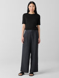 Organic Cotton Stretch Rib Crew Neck Elbow Sleeve Top