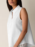 Classic Collar A-Line Sleeveless Shirt