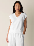 Garment Dyed Terry V-Neck Sleeveless Top