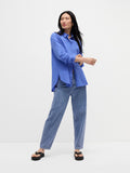 Cotton Stretch Denim Ankle Lantern Pant