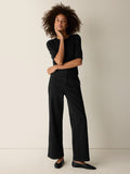 Cotton Stretch Denim Full Length Wide Pant