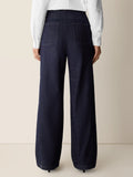 Cotton Stretch Denim Full Length Wide Pant