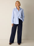 Cotton Stretch Denim Full Length Wide Pant