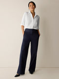 Cotton Stretch Denim Full Length Wide Pant